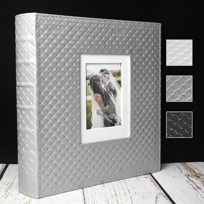 fazhongfa Photo Album fazhongfa Photo Books for 4x6 Pictures Large Capacity Wedding Albums Hold 500 Photos for Family Couple Memories Book Birthday Anniversary Travel Foto Album Acid Free (Silver) - Image 1